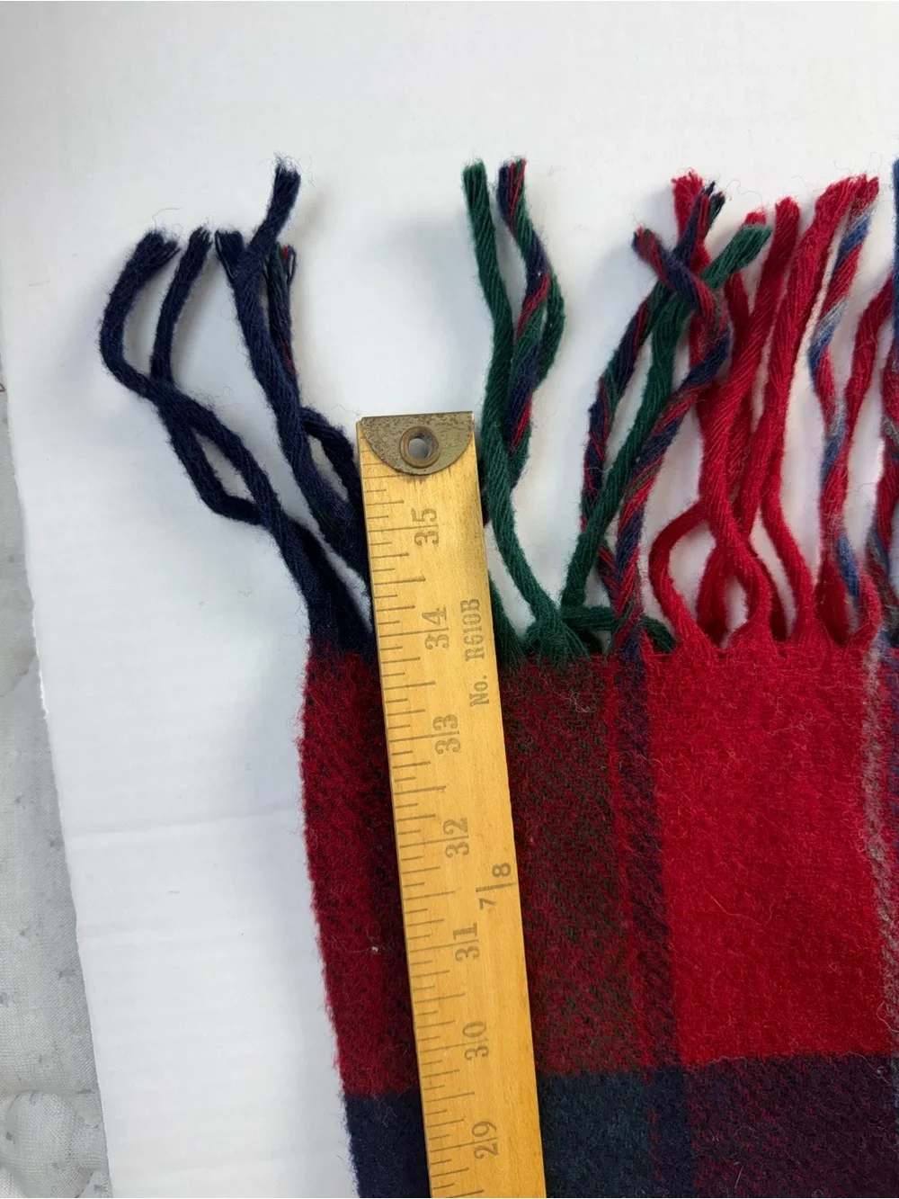 Pendleton Blue Label Red Green Navy Wool Plaid stadium blanket robe in a bag